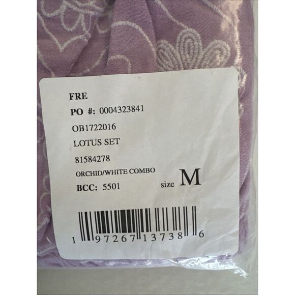 Free People Women Sz M Orchid/White Lotus Embroidered Crop Top & Skirt Set - Picture 3 of 7